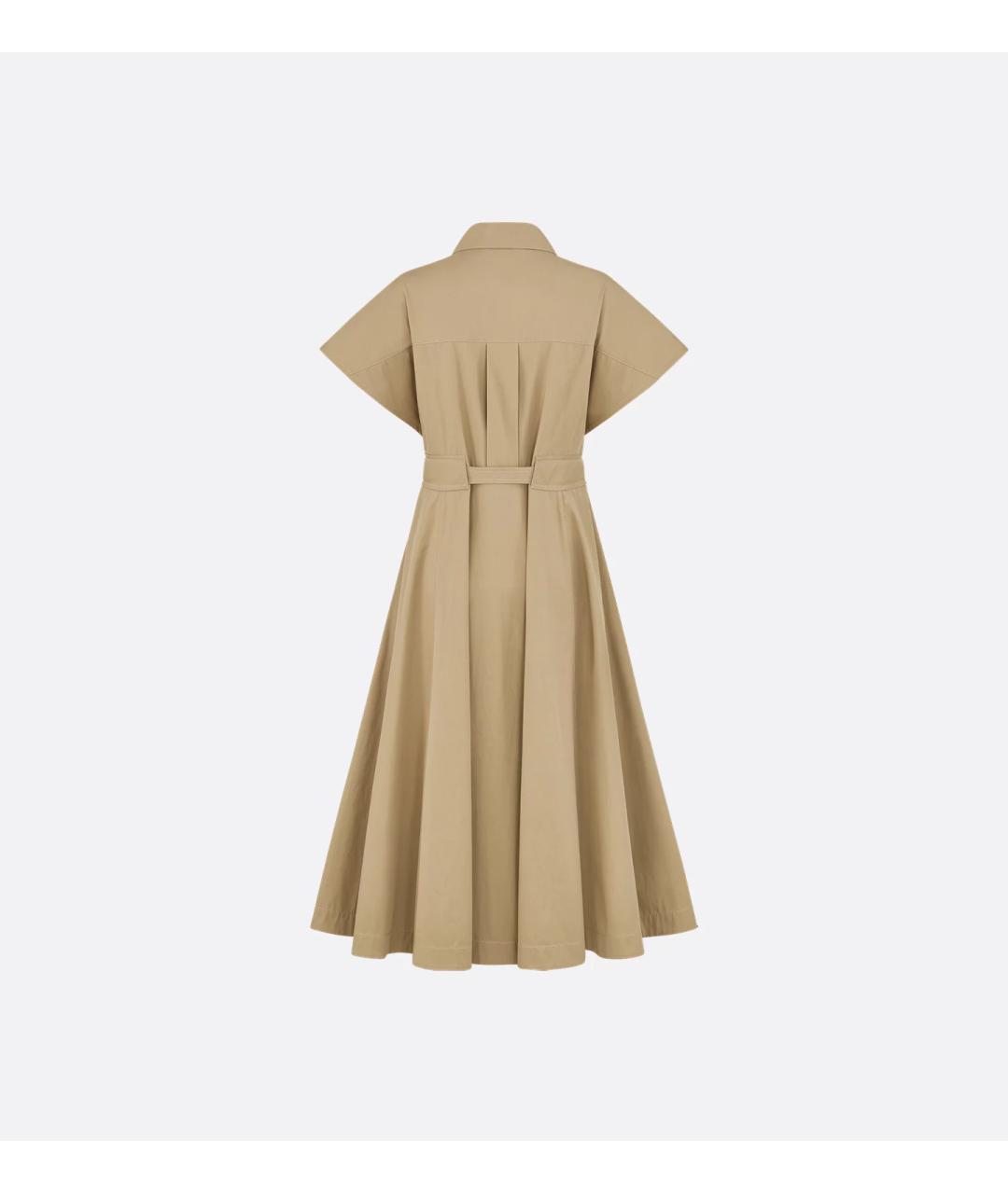 CHRISTIAN DIOR Бежевое хлопковое повседневное платье, фото 2