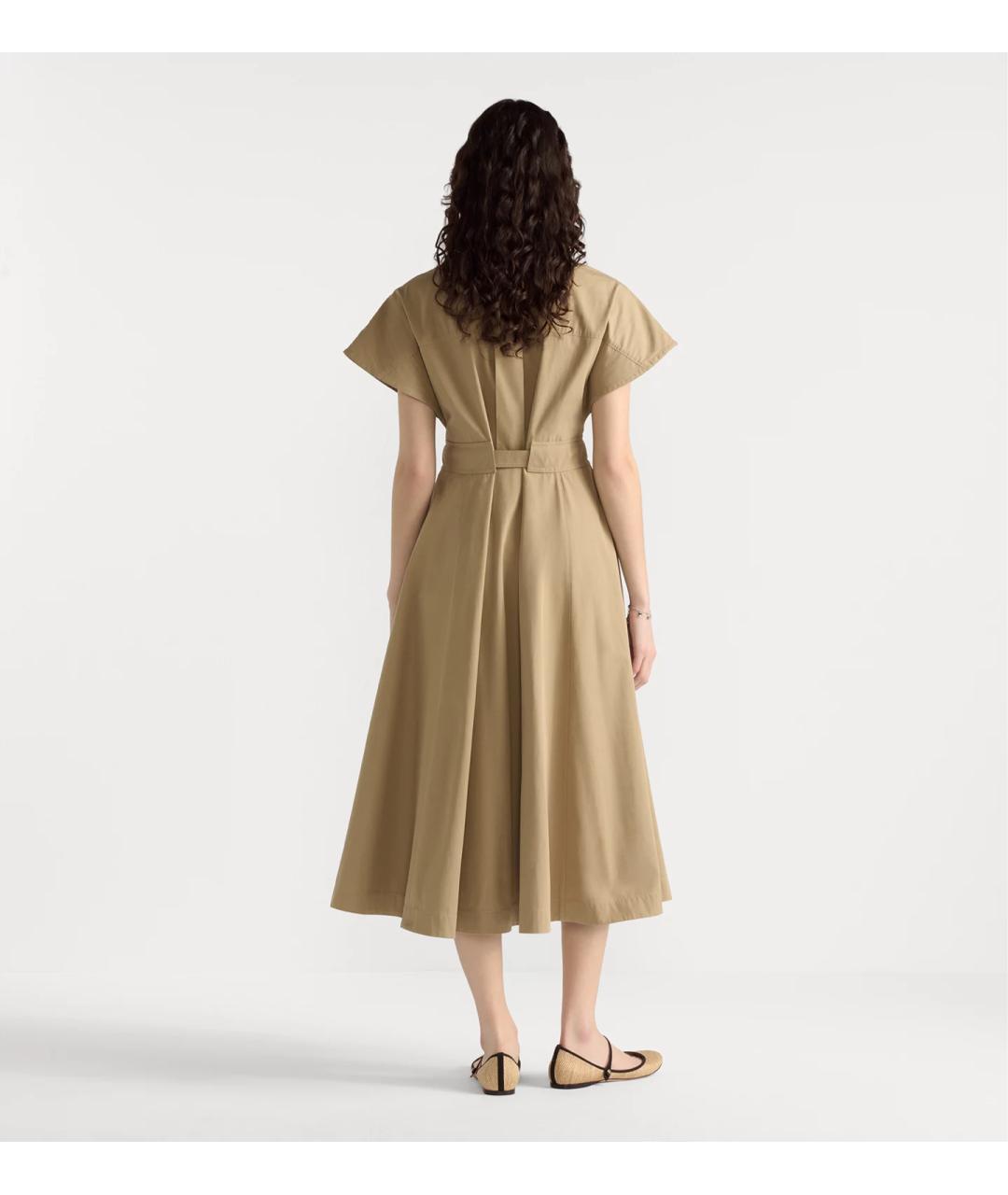 CHRISTIAN DIOR Бежевое хлопковое повседневное платье, фото 4