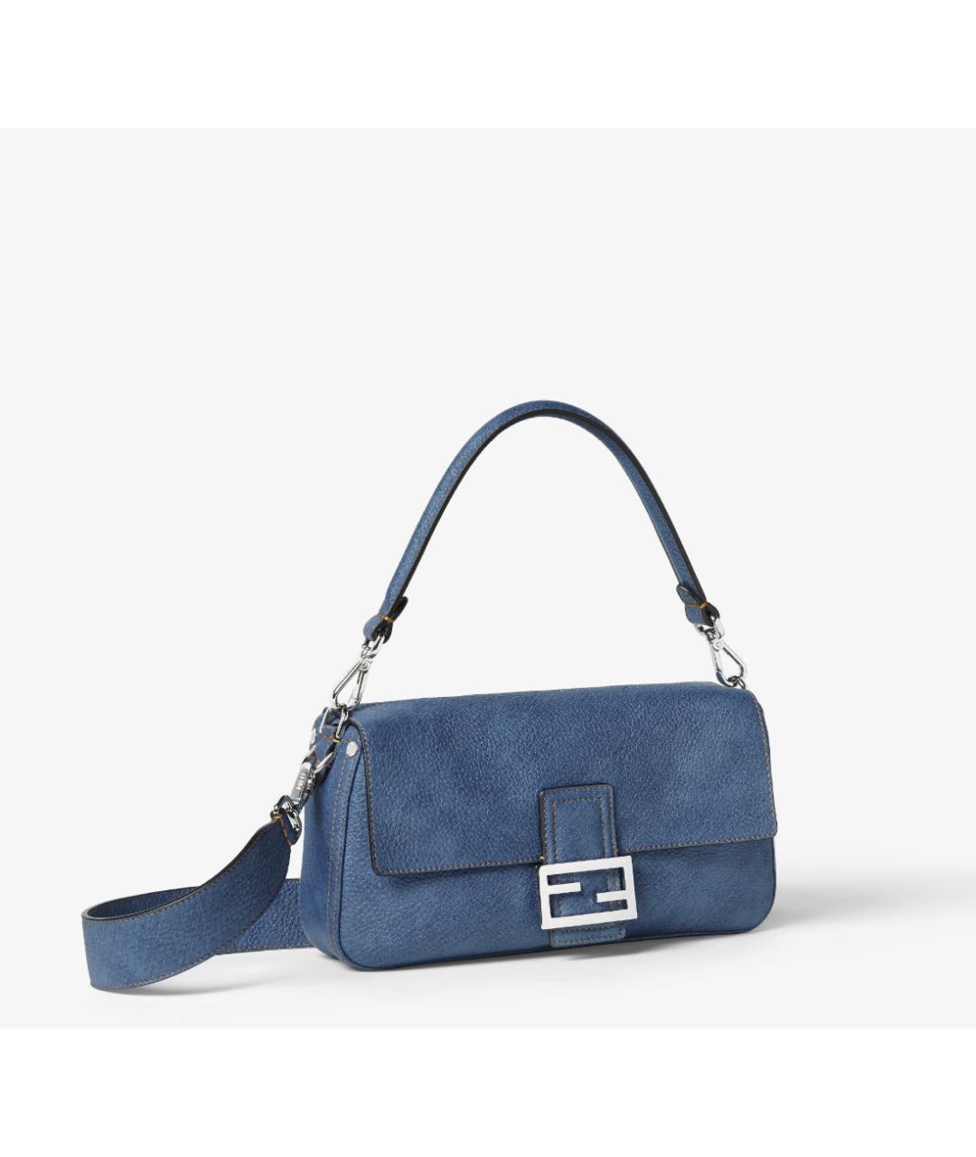 FENDI Синяя кожаная сумка с короткими ручками, фото 3