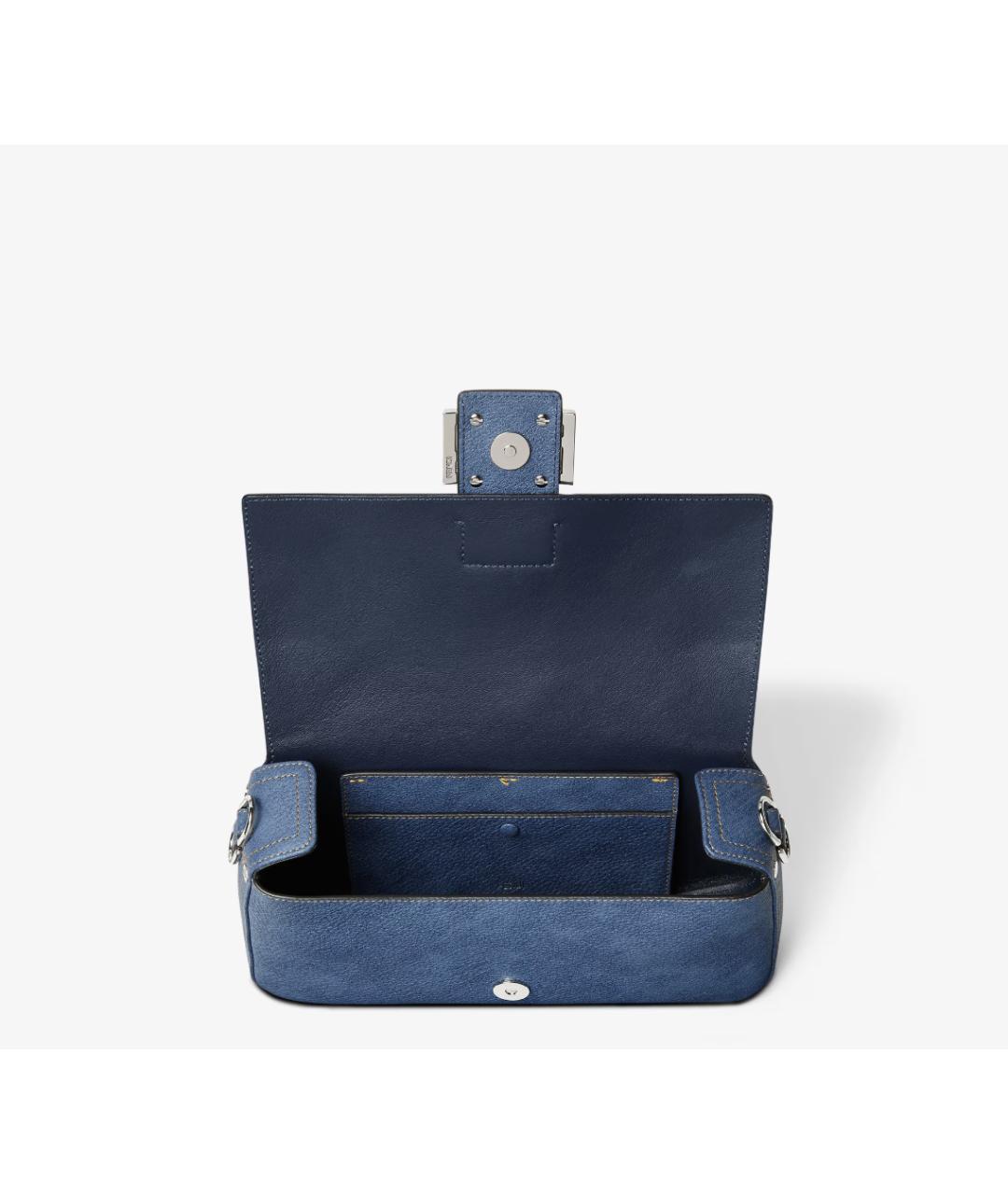 FENDI Синяя кожаная сумка с короткими ручками, фото 5