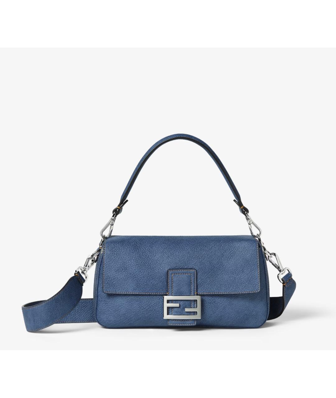 FENDI Синяя кожаная сумка с короткими ручками, фото 6