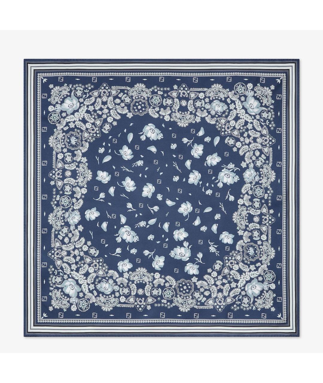 FENDI Синий шелковый платок, фото 5