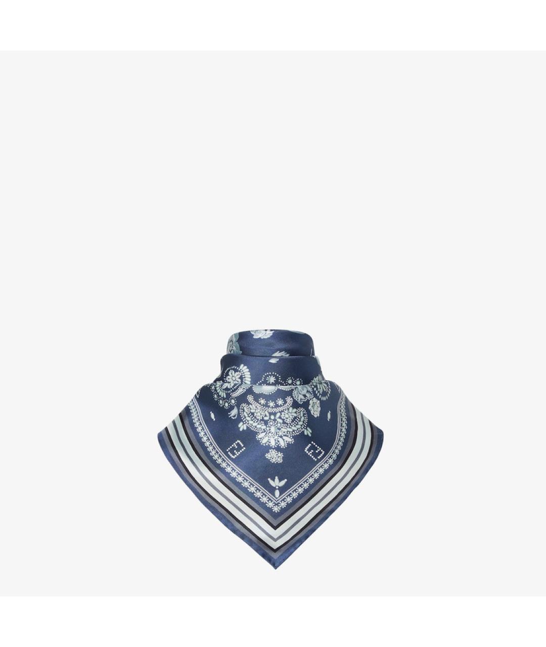 FENDI Синий шелковый платок, фото 3