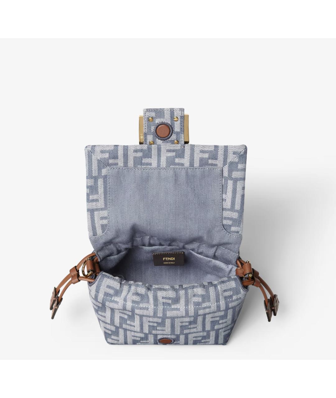 FENDI Голубая тканевая сумка с короткими ручками, фото 5