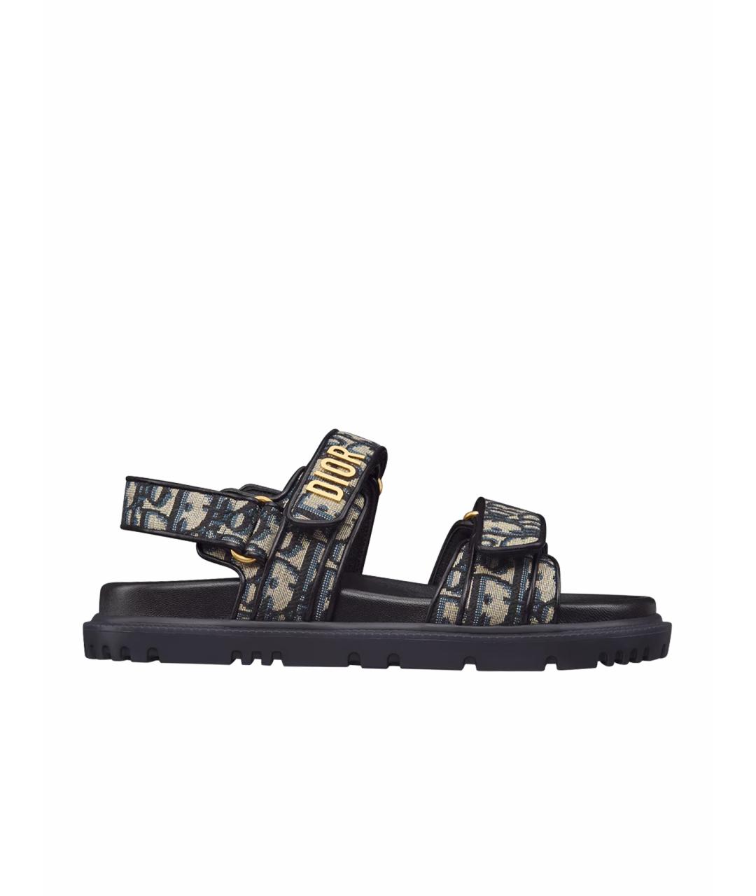 CHRISTIAN DIOR Синие текстильные сандалии, фото 1