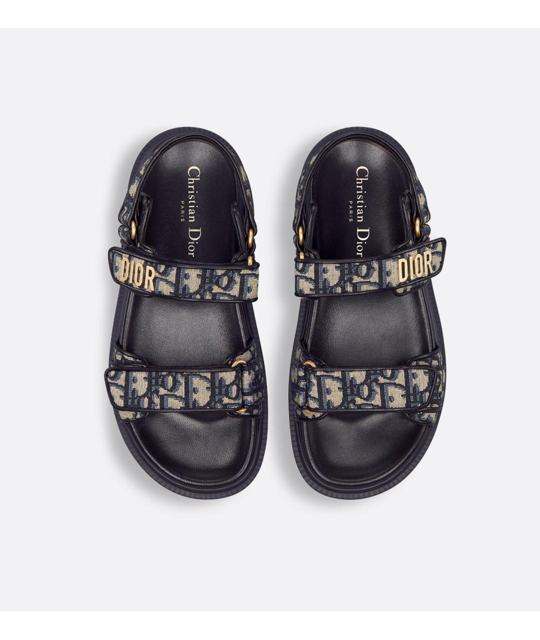 CHRISTIAN DIOR Синие текстильные сандалии, фото 3
