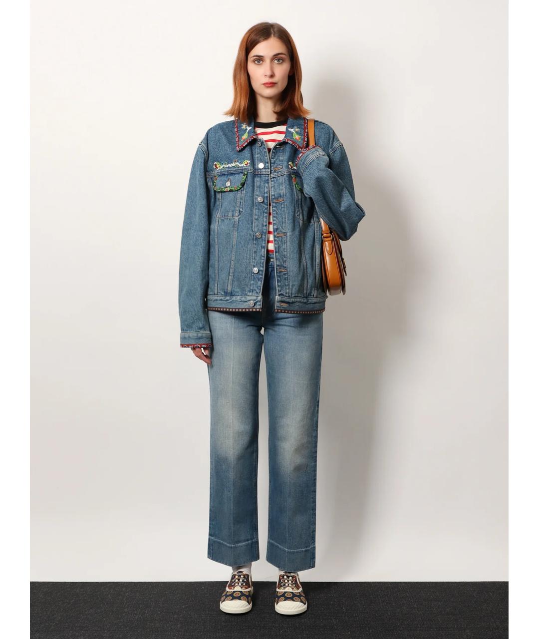 VALENTINO Голубые хлопковые прямые джинсы, фото 2