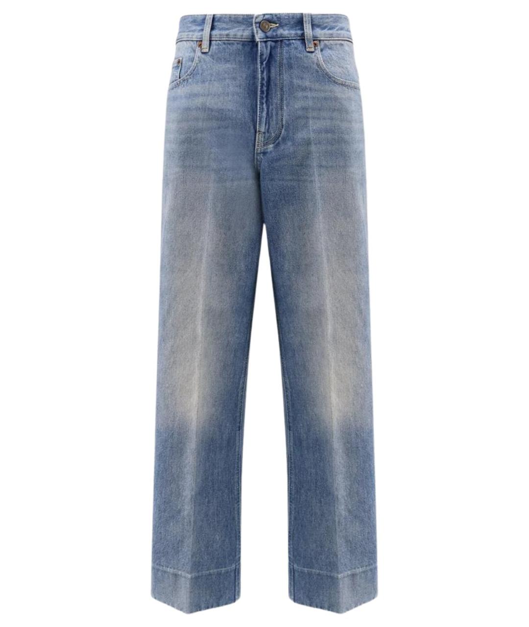VALENTINO Голубые хлопковые прямые джинсы, фото 1