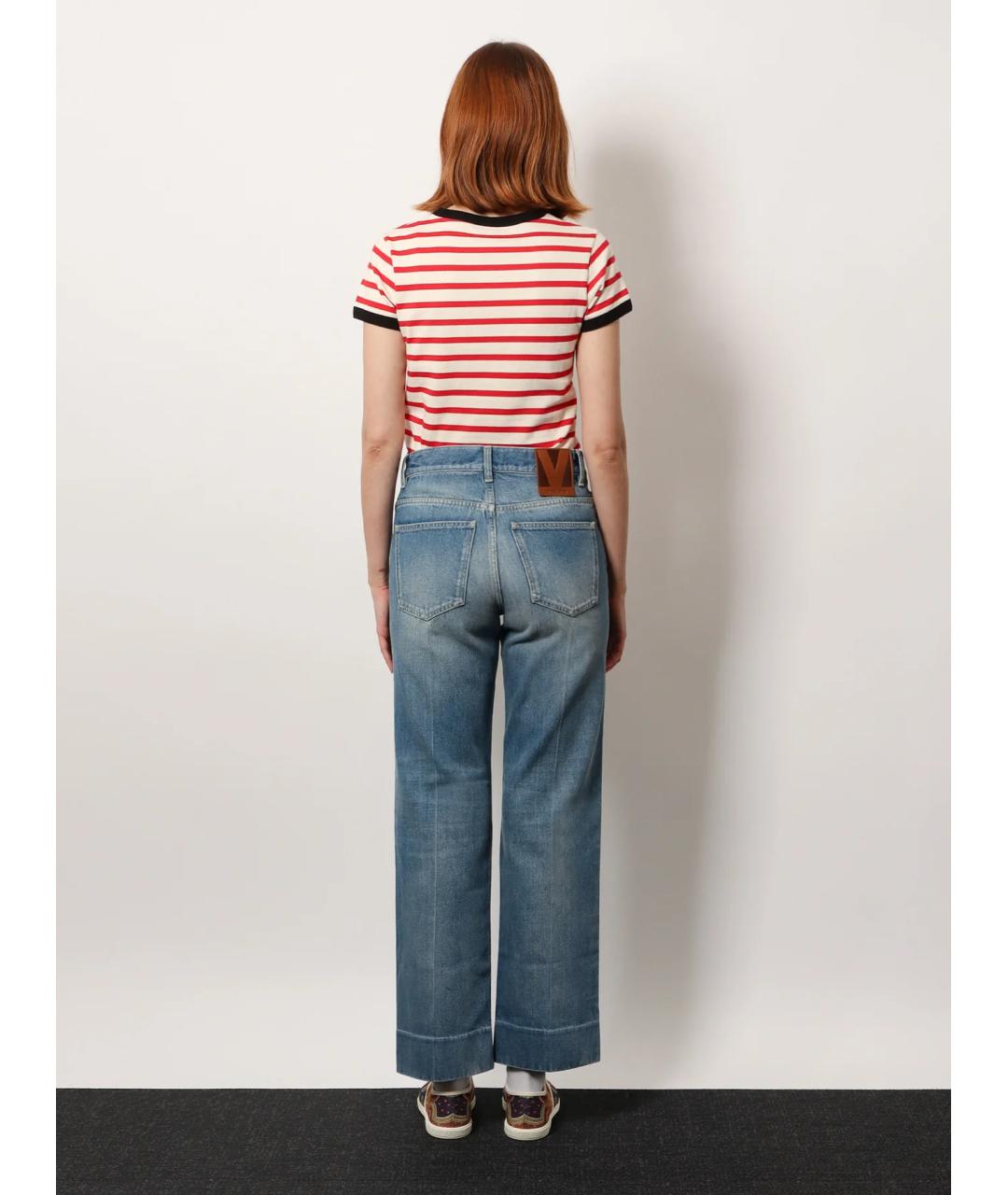 VALENTINO Голубые хлопковые прямые джинсы, фото 3