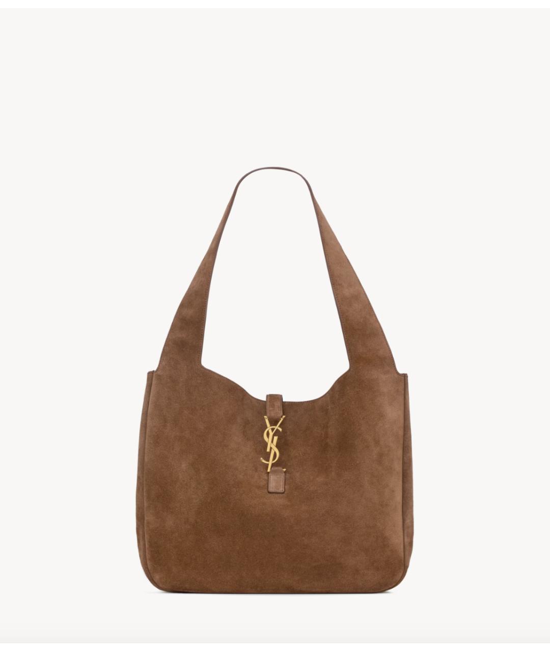 SAINT LAURENT Коричневая замшевая сумка тоут, фото 2