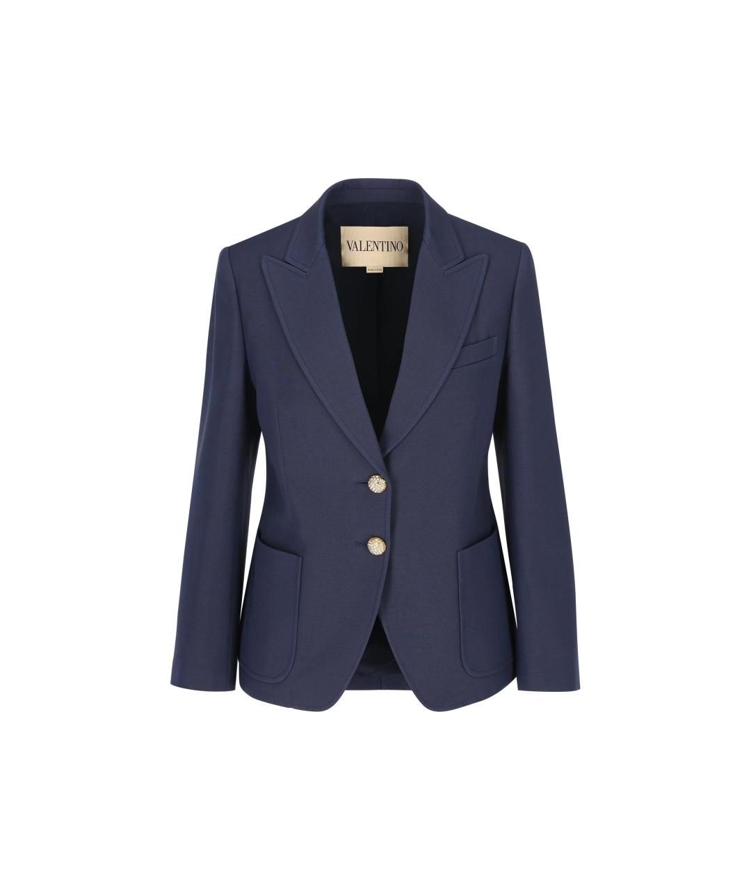 VALENTINO Синий шерстяной жакет/пиджак, фото 1