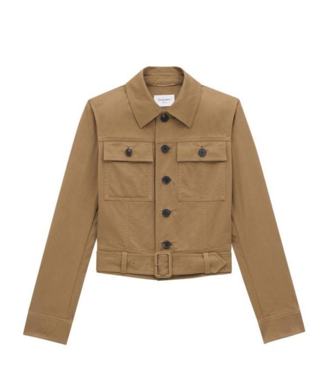 SAINT LAURENT Бежевая хлопковая куртка, фото 1