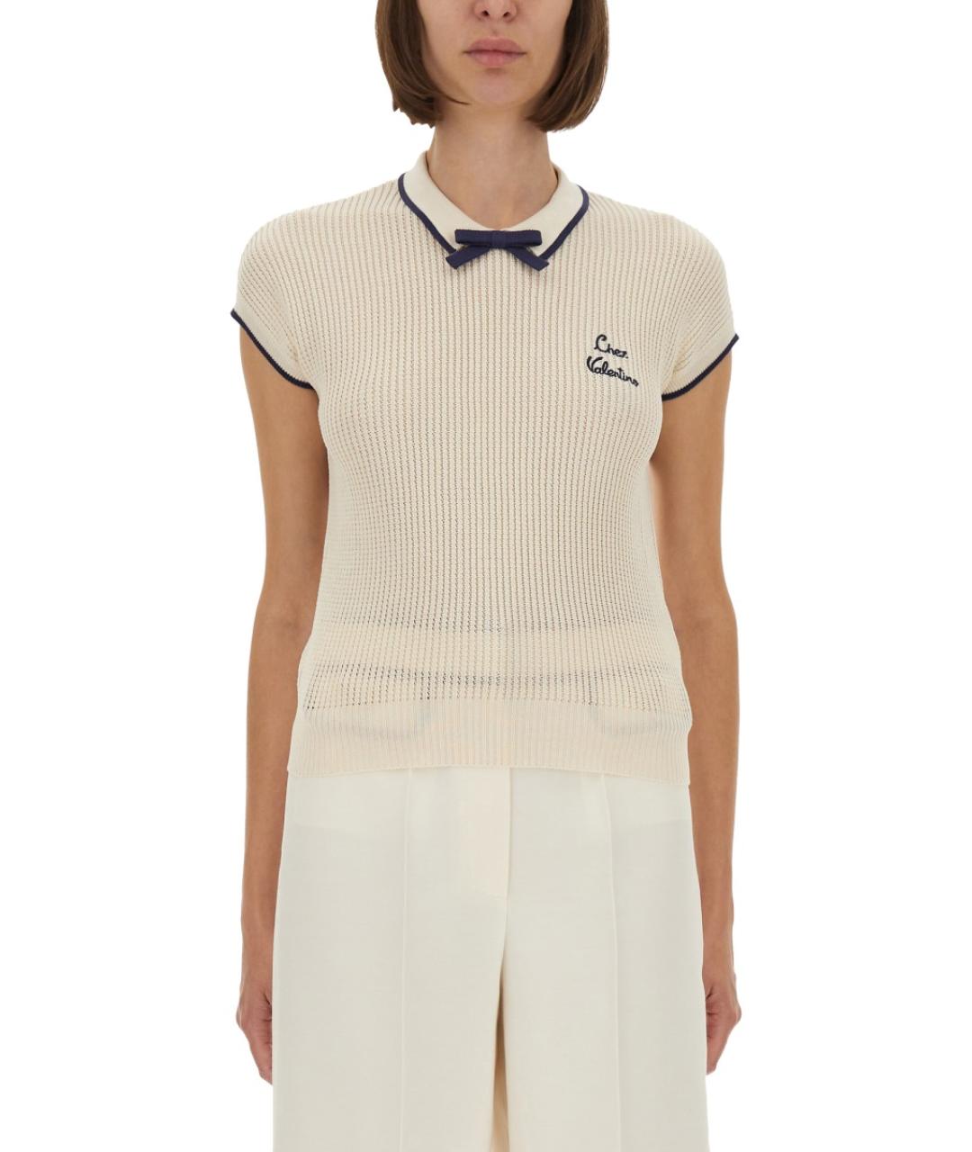 VALENTINO Белый хлопковый джемпер / свитер, фото 3