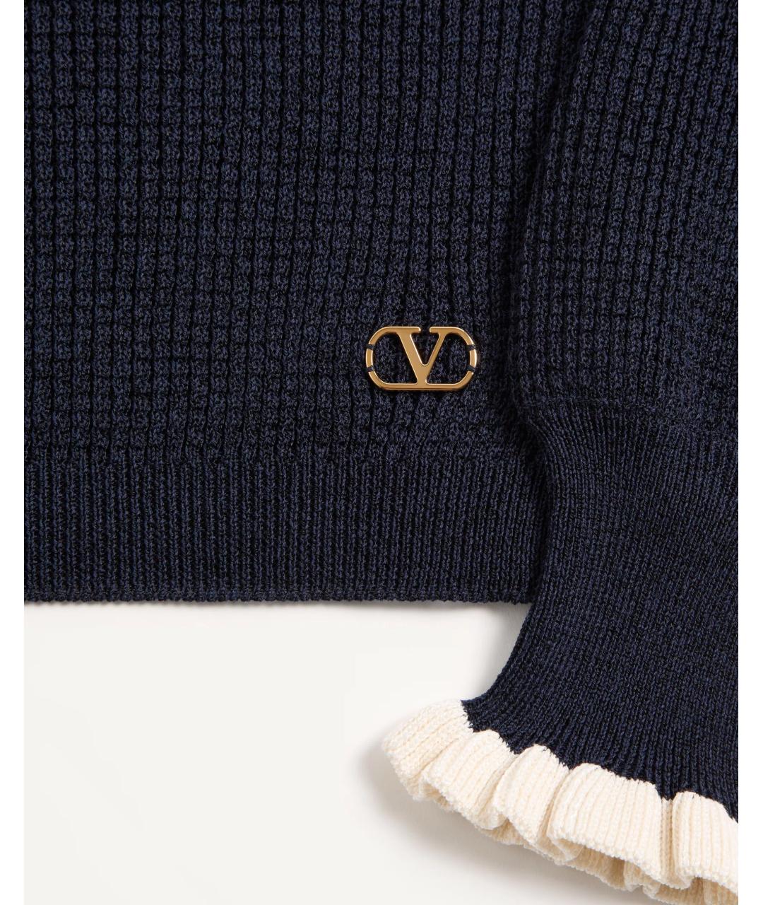 VALENTINO Темно-синий хлопковый джемпер / свитер, фото 3