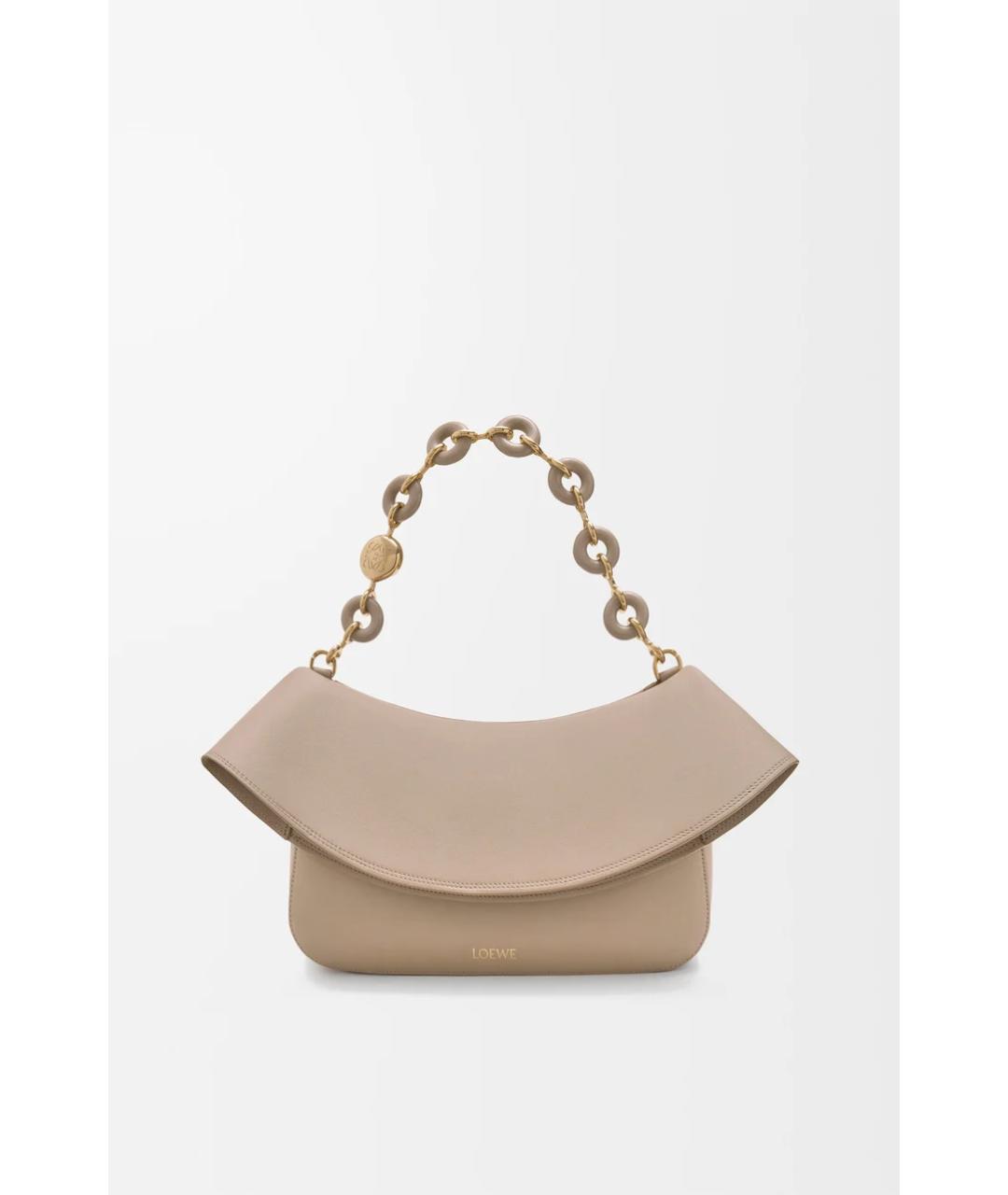 LOEWE Бежевая кожаная сумка через плечо, фото 4