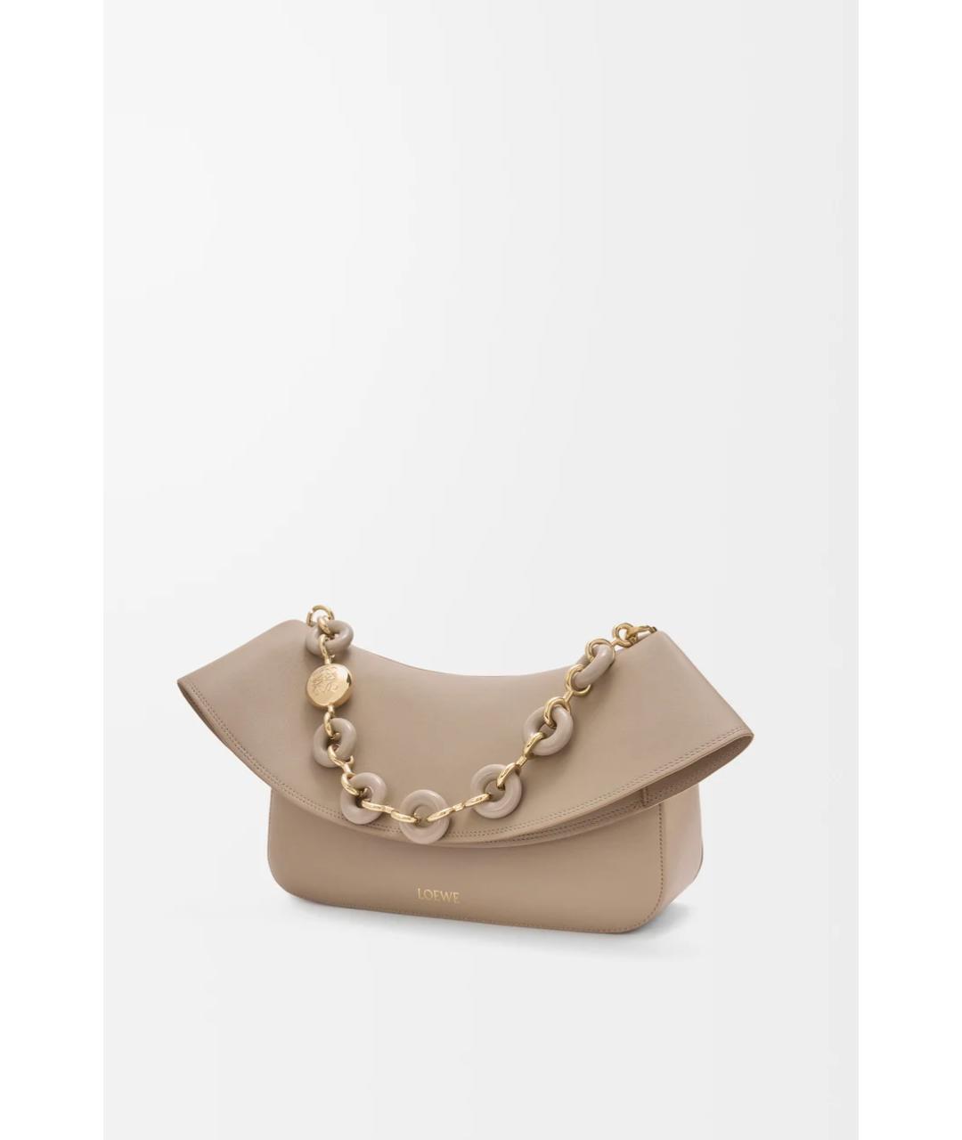 LOEWE Бежевая кожаная сумка через плечо, фото 5