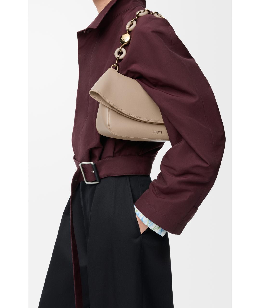 LOEWE Бежевая кожаная сумка через плечо, фото 3