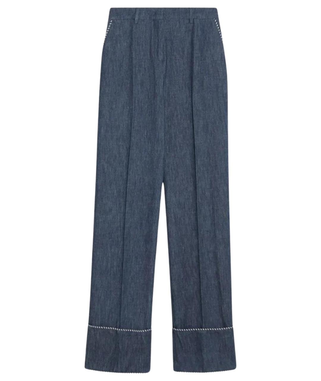 VALENTINO Синие хлопковые прямые брюки, фото 1