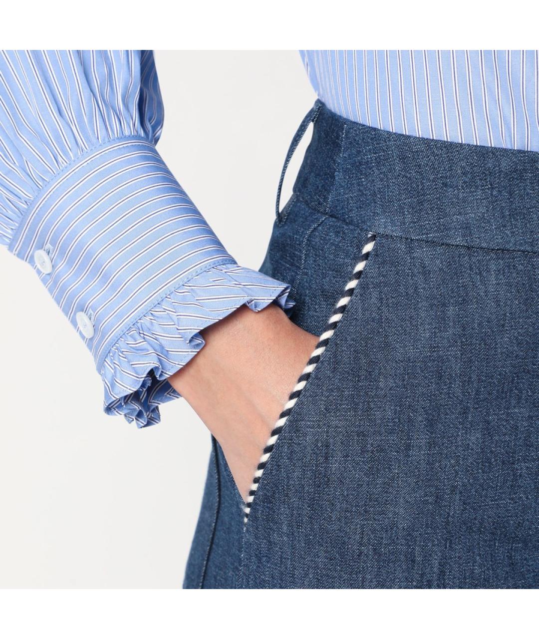 VALENTINO Синие хлопковые прямые брюки, фото 3