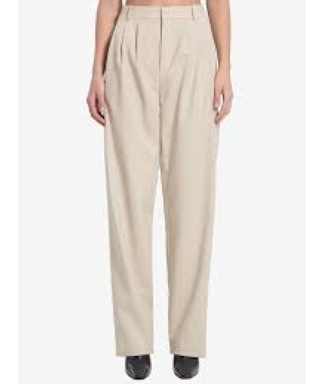 SAINT LAURENT Бежевые шерстяные прямые брюки, фото 2