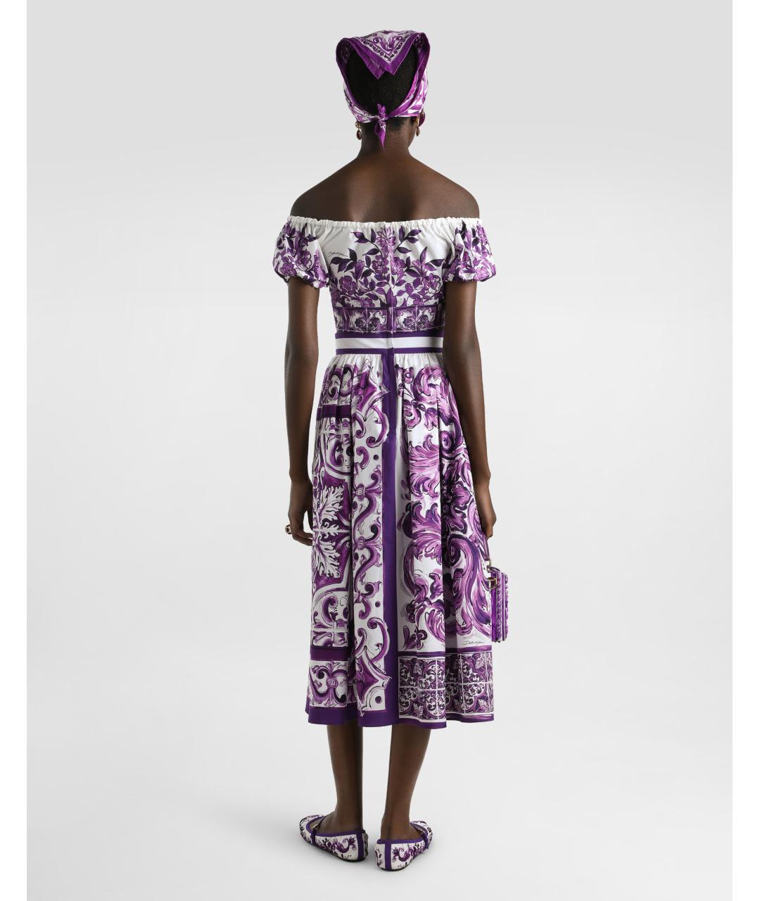 DOLCE&GABBANA Фиолетовая хлопковая юбка миди, фото 3
