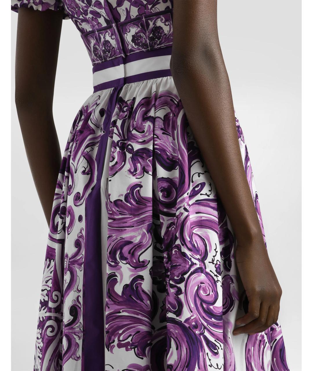 DOLCE&GABBANA Фиолетовая хлопковая юбка миди, фото 5