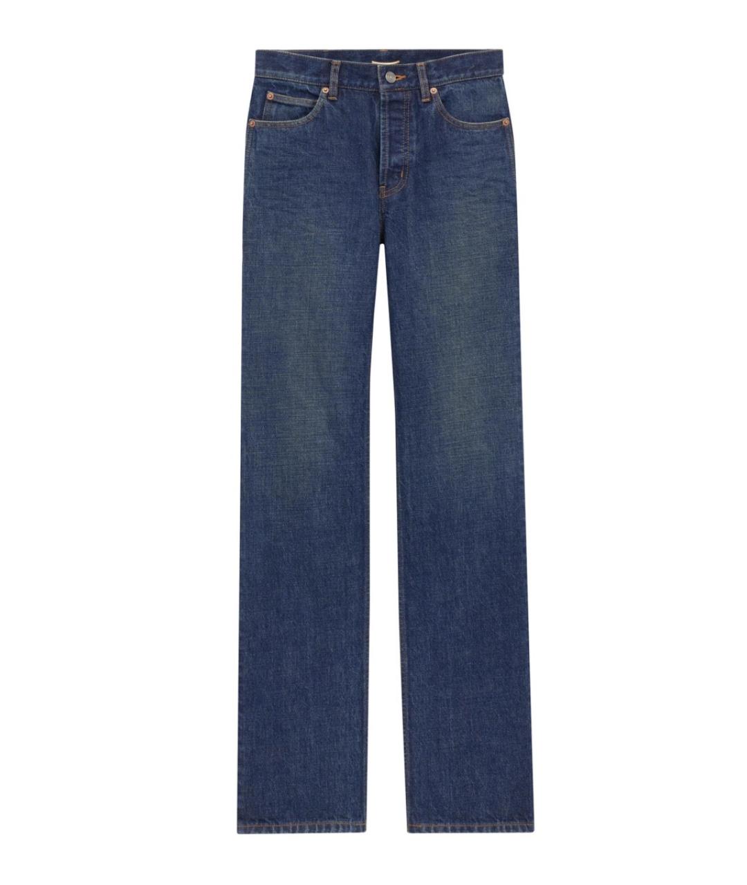 SAINT LAURENT Синие хлопковые прямые джинсы, фото 1