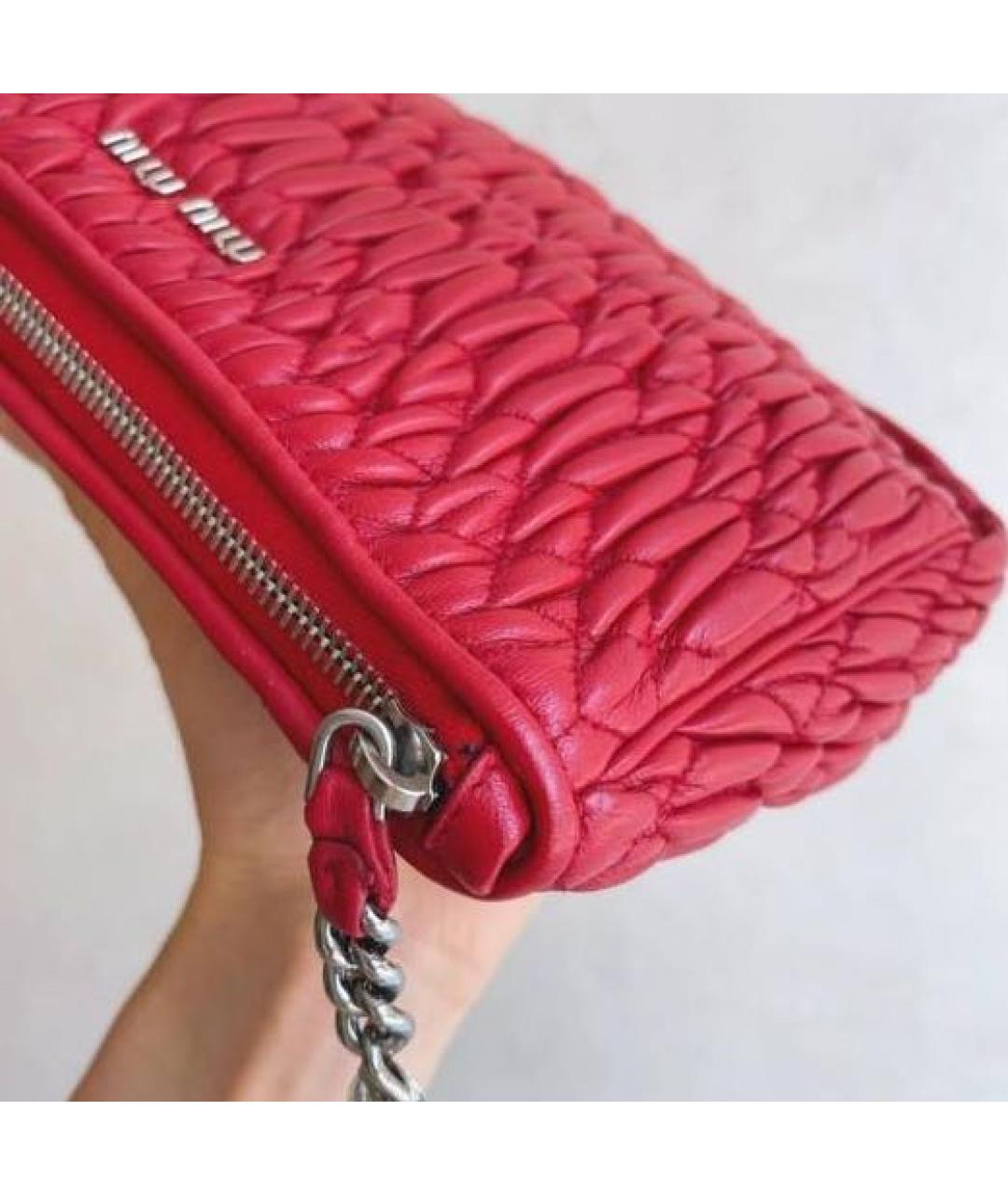 MIU MIU Красная кожаная сумка через плечо, фото 4