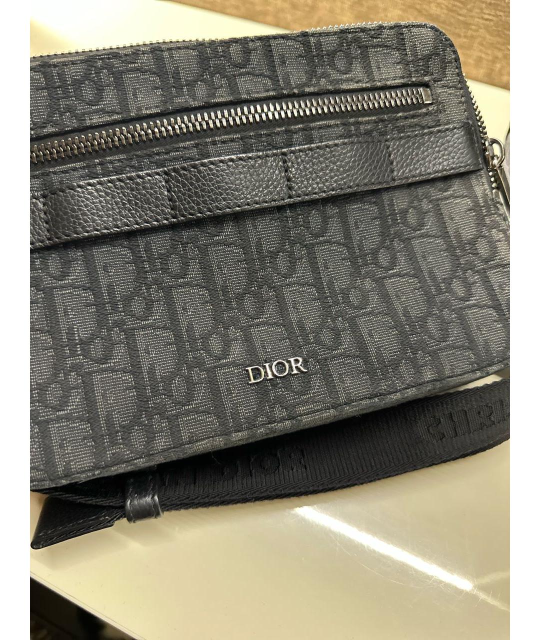 CHRISTIAN DIOR Черная хлопковая сумка на плечо, фото 5