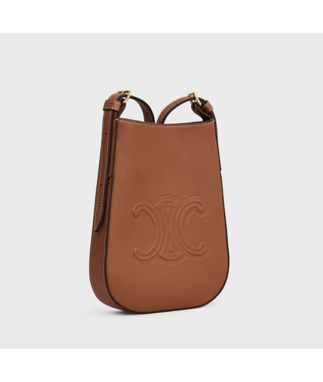 CELINE Коричневая кожаная сумка через плечо, фото 2