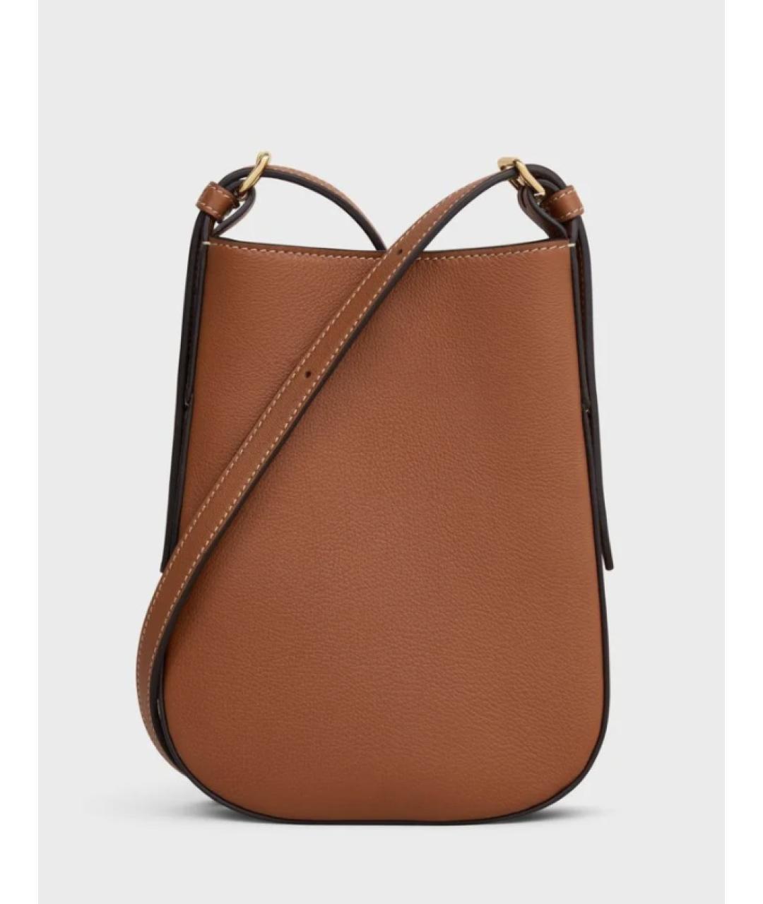 CELINE Коричневая кожаная сумка через плечо, фото 3