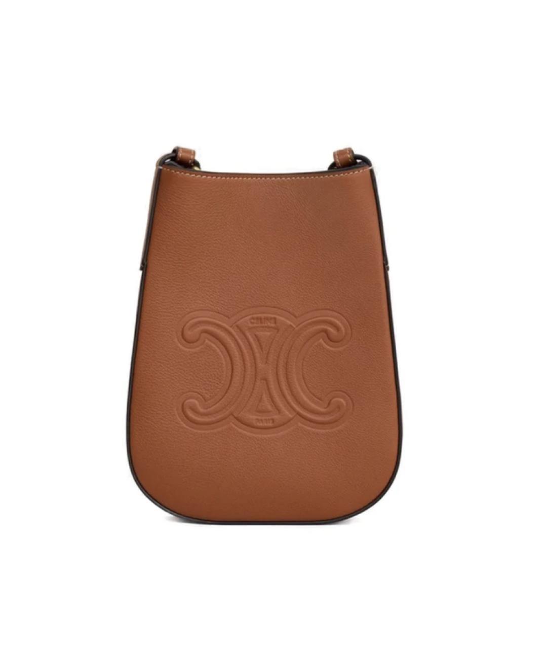 CELINE Коричневая кожаная сумка через плечо, фото 1