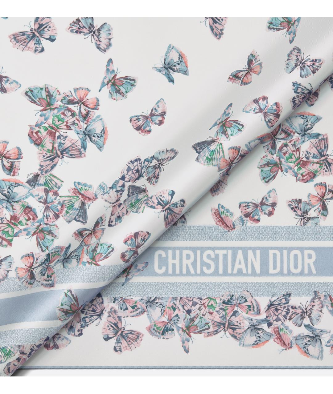 CHRISTIAN DIOR Голубой шелковый платок, фото 4