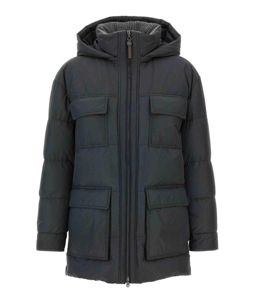 BRUNELLO CUCINELLI Антрацитовый полиэстеровый пуховик, фото 1