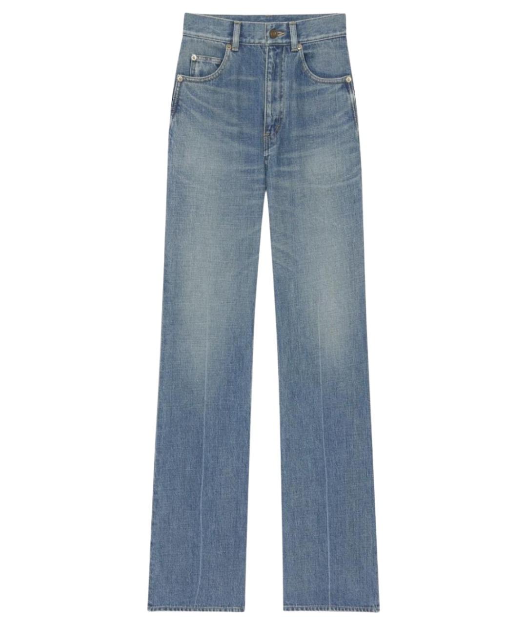 SAINT LAURENT Синие хлопковые прямые джинсы, фото 1