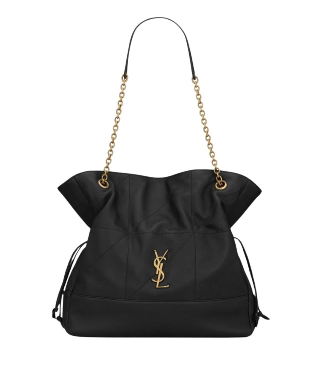 SAINT LAURENT Черная кожаная сумка тоут, фото 1