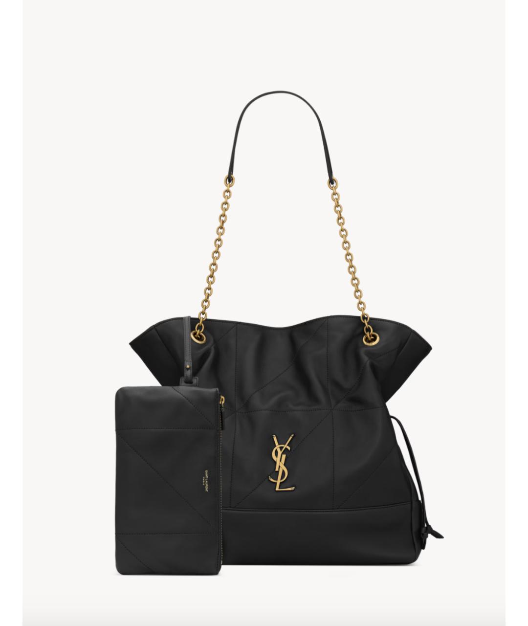 SAINT LAURENT Черная кожаная сумка тоут, фото 3