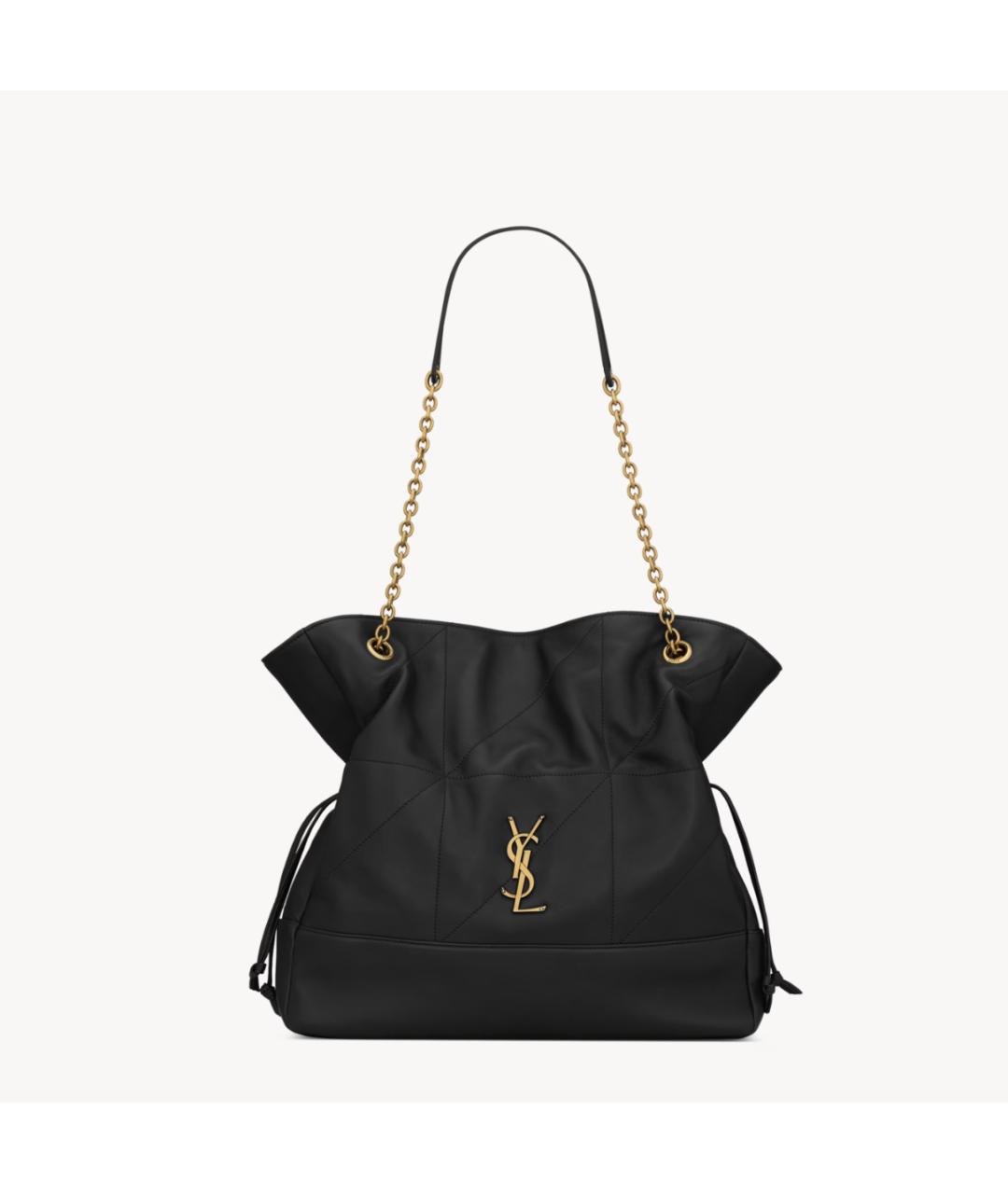 SAINT LAURENT Черная кожаная сумка тоут, фото 7