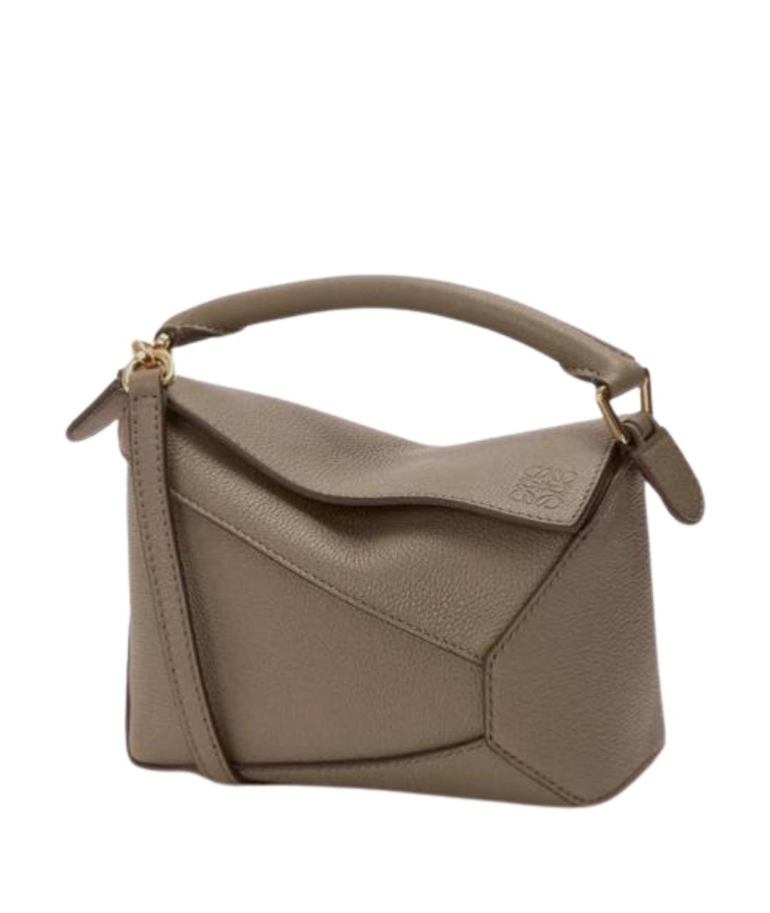 LOEWE Бежевая кожаная сумка с короткими ручками, фото 1