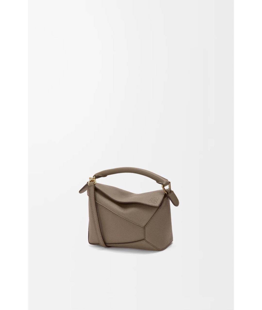 LOEWE Бежевая кожаная сумка с короткими ручками, фото 6