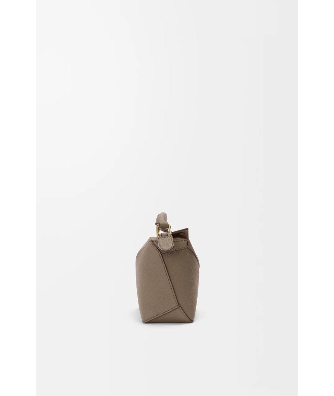 LOEWE Бежевая кожаная сумка с короткими ручками, фото 5