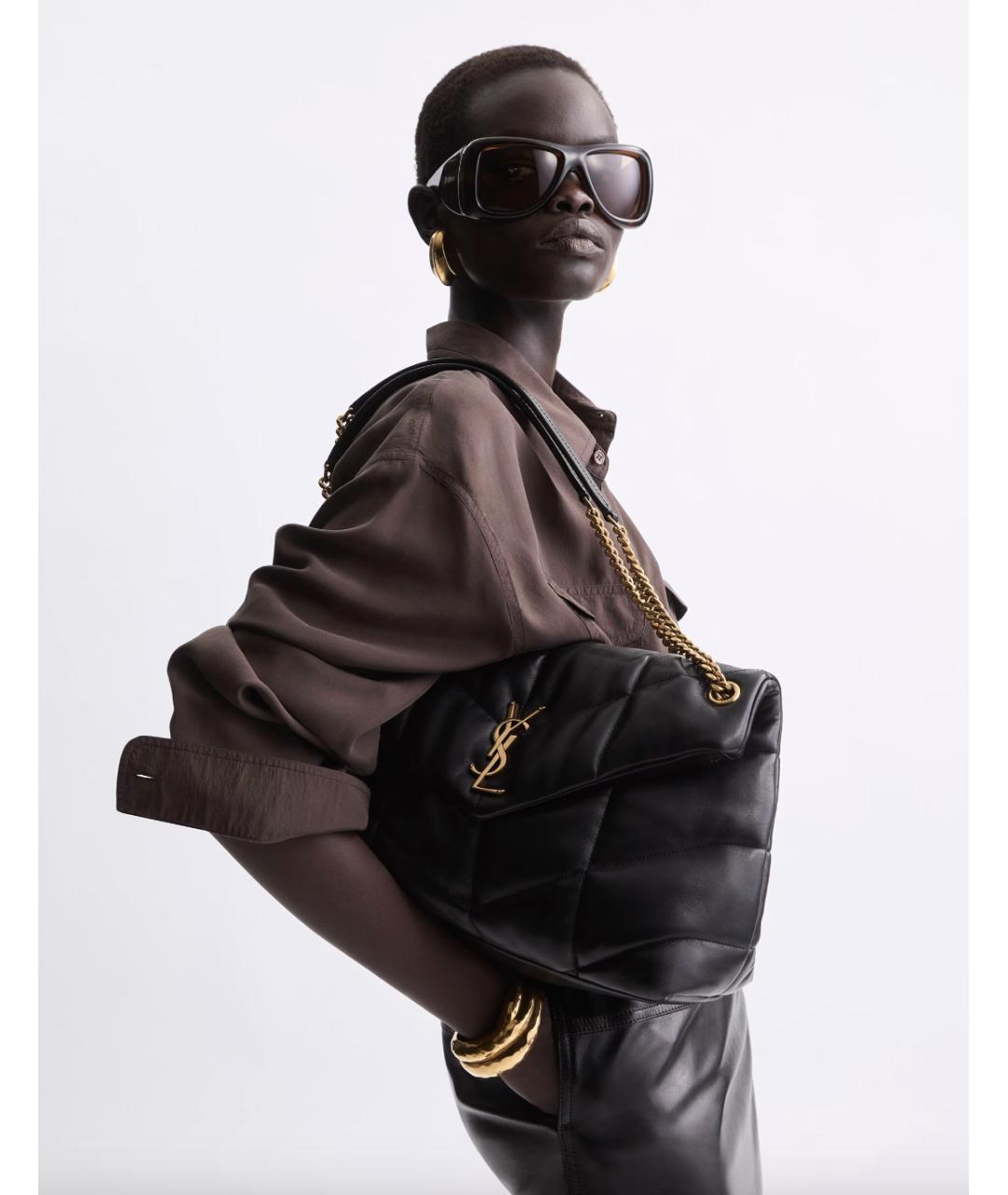 SAINT LAURENT Черная кожаная сумка через плечо, фото 2