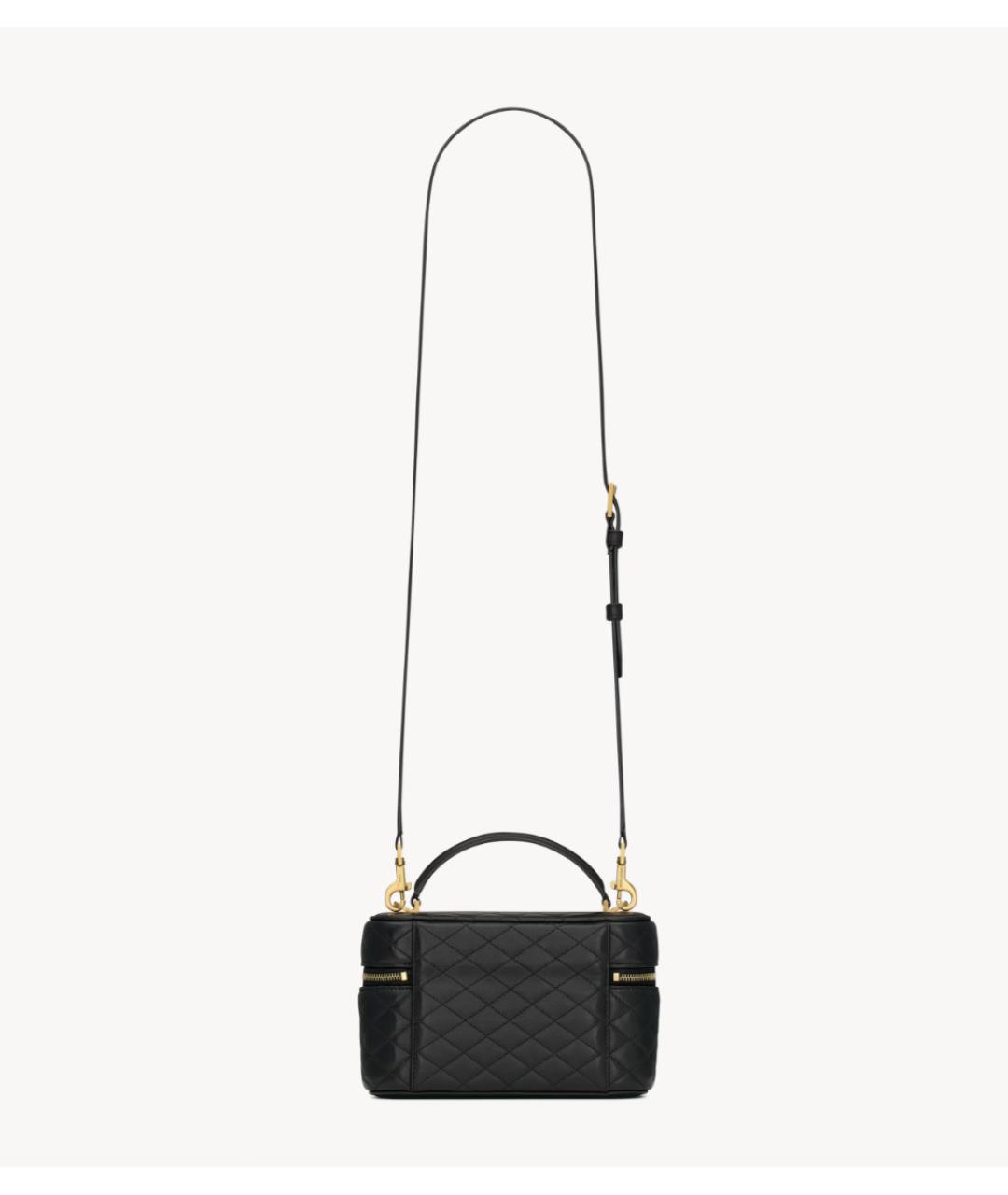 SAINT LAURENT Черная кожаная сумка с короткими ручками, фото 4