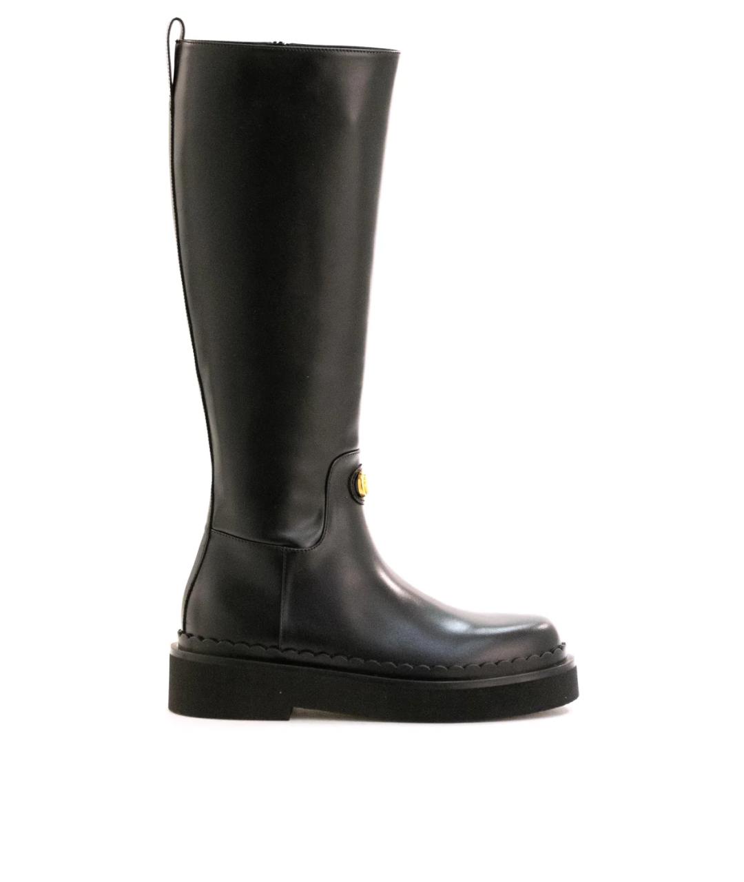 VALENTINO Черные кожаные сапоги, фото 1
