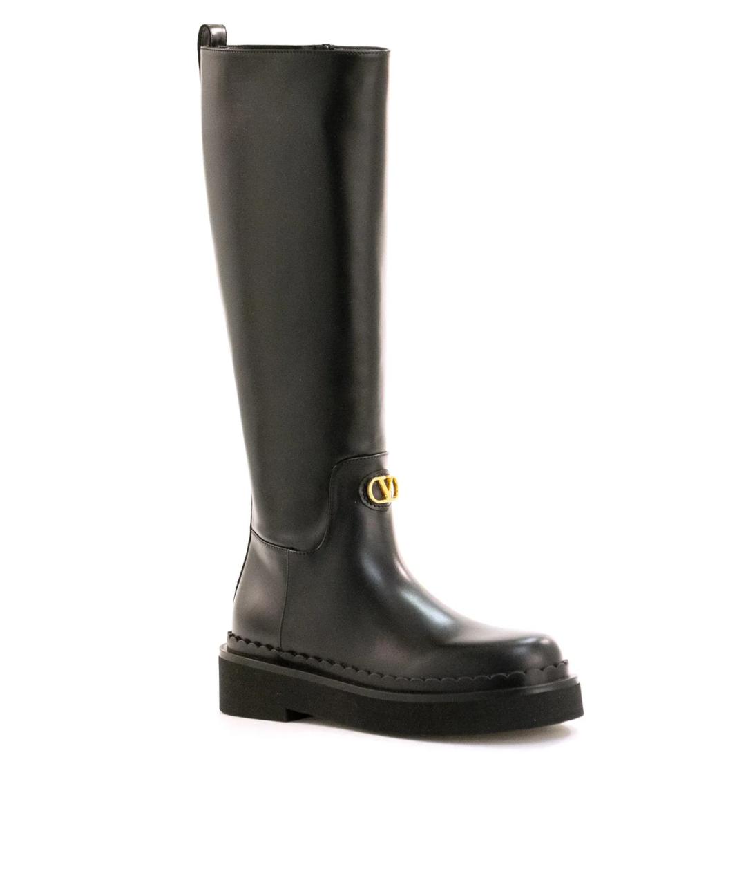 VALENTINO Черные кожаные сапоги, фото 2