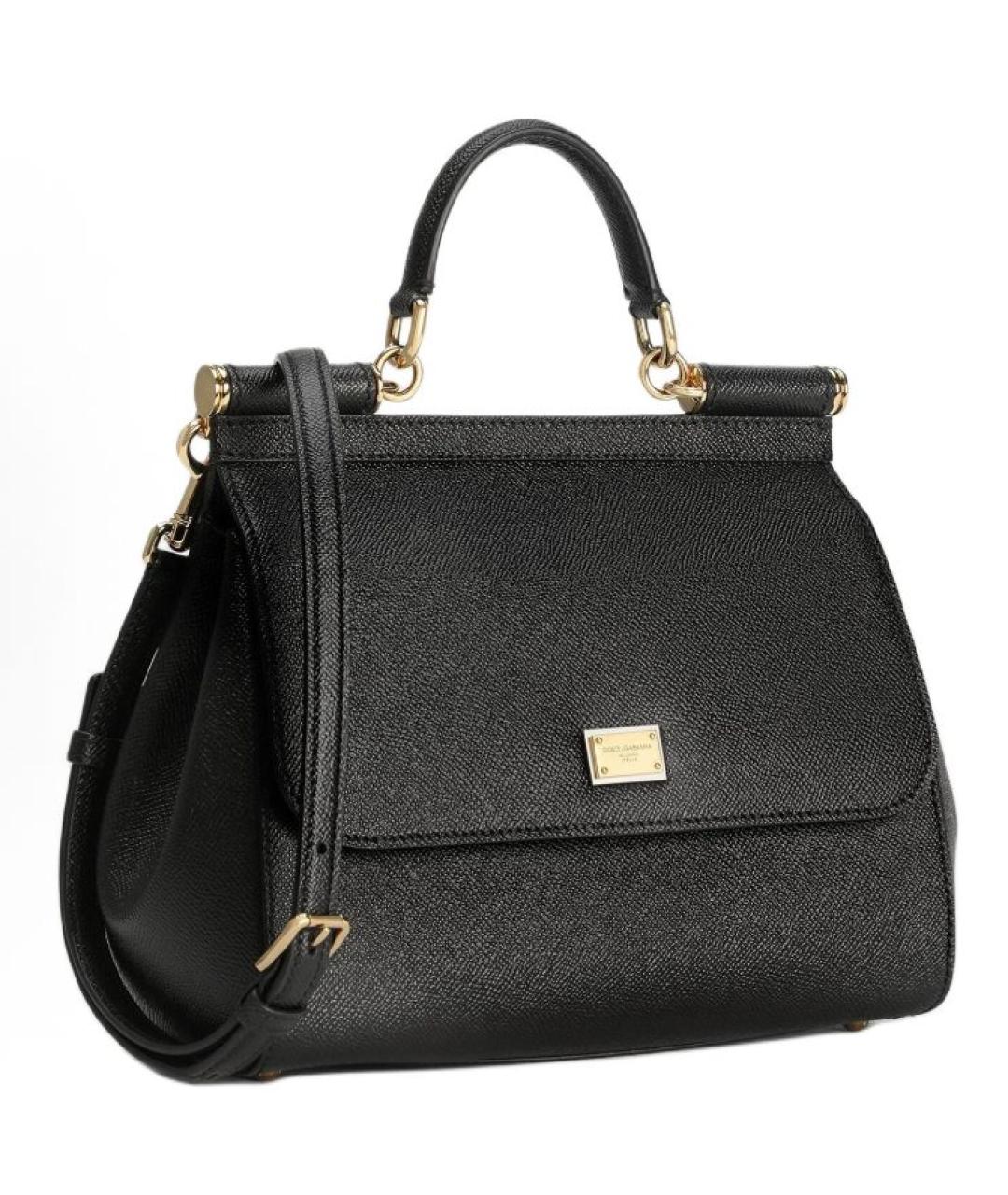 DOLCE&GABBANA Черная кожаная сумка с короткими ручками, фото 1