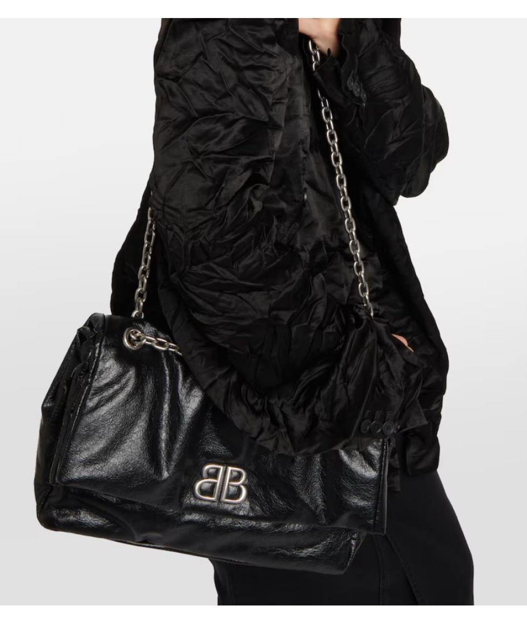 BALENCIAGA Черная кожаная сумка с короткими ручками, фото 3