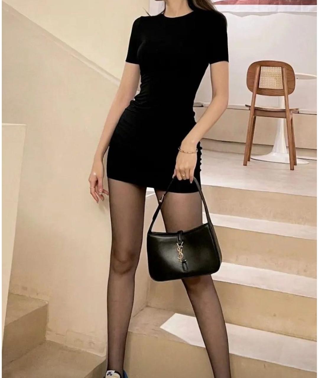 SAINT LAURENT Черная кожаная сумка с короткими ручками, фото 6