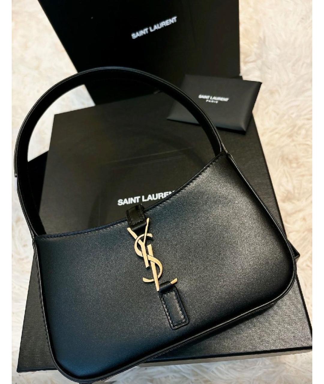 SAINT LAURENT Черная кожаная сумка с короткими ручками, фото 4