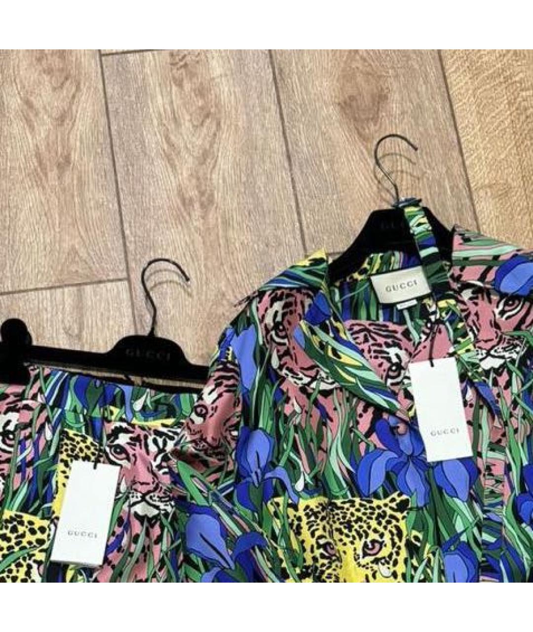 GUCCI Мульти шелковый костюм с юбками, фото 3